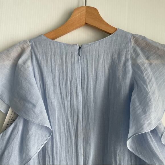 🆕 Theory Organic cotton baby blue midi dress NWT size 2 flowy short sleeves - Picture 10 of 11